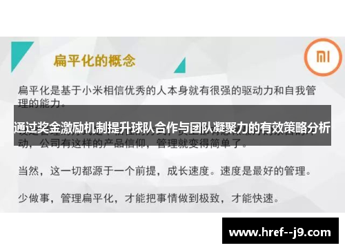通过奖金激励机制提升球队合作与团队凝聚力的有效策略分析
